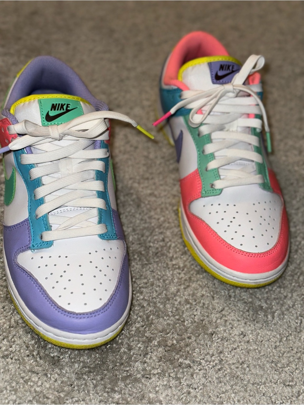 Nike Dunks Low Top Sneakers in Pastel Pink, Mint, Lavender & Yellow - Picture 4 of 4